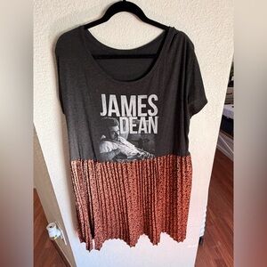 James Dean Graphic Dress with Leopard Print T Shirt Dress